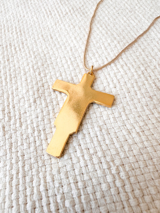 Cinnamon Enamel Crucifix Car Pendant