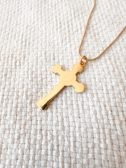 Navy Enamel Crucifix Car Pendant