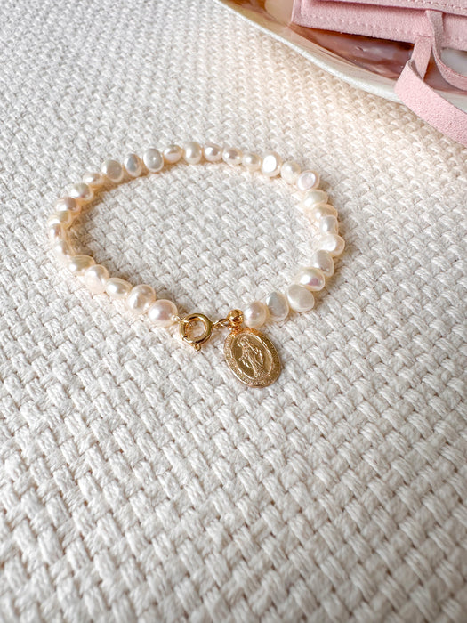 Virgin Mary Pearl Bracelet