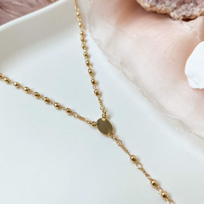 Gold Rosary Necklace With Cross
