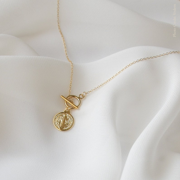 Saint Benedict Coin Toggle Necklace