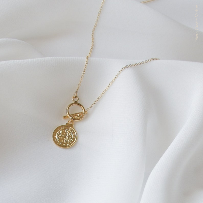 Saint Benedict Coin Toggle Necklace